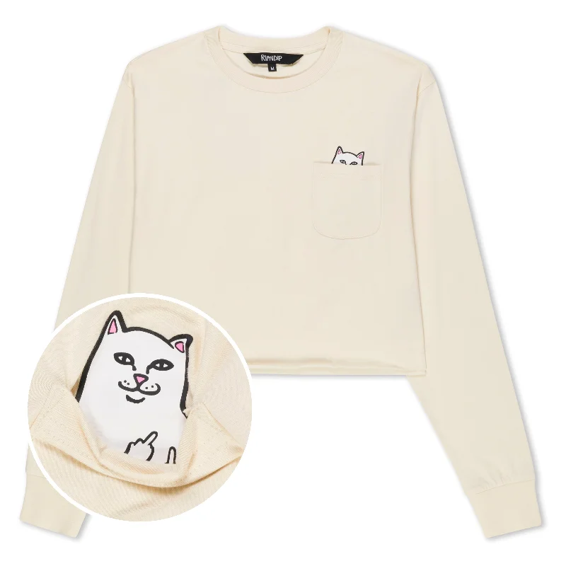Lord Nermal Cropped Long Sleeve Pocket Tee (Natural) Hip Women's Retro