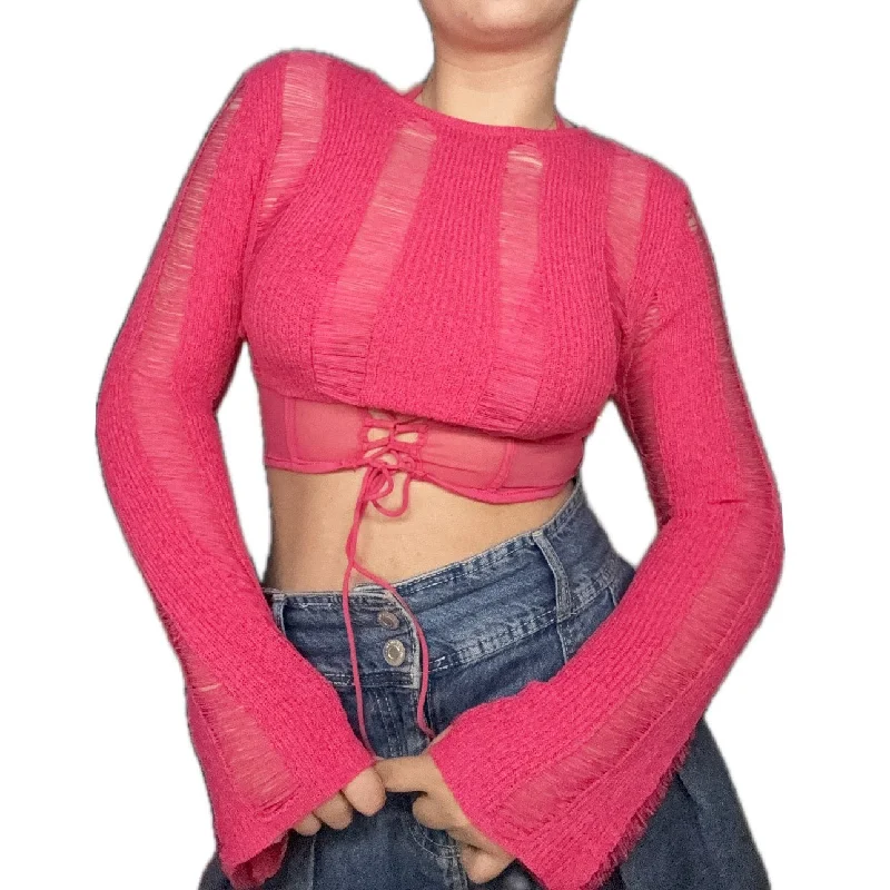 Pink Shredded Sweater Artistic Women's Avant - 