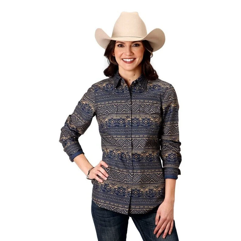 Roper Western Shirt Womens L/S Aztec Snap Blue 03-050-0067-1010 BU Practical Women's Quick - dry