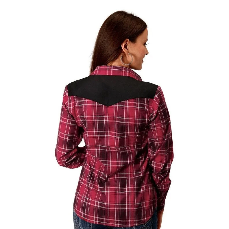 Roper Western Shirt Womens L/S Plaid Snap Red 01-050-0086-1001 RE Earthy Women's 