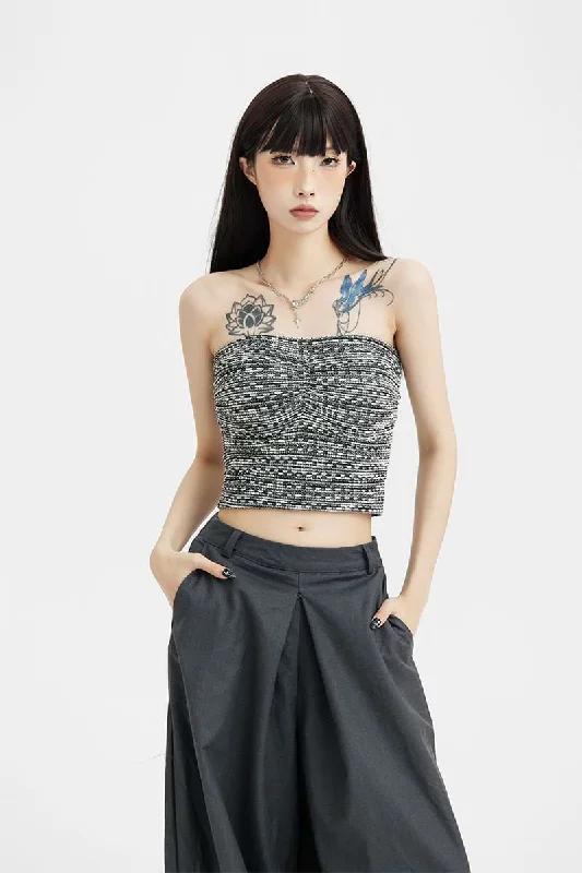 Ruched Cropped Tube Top Confident Women's High - fashion