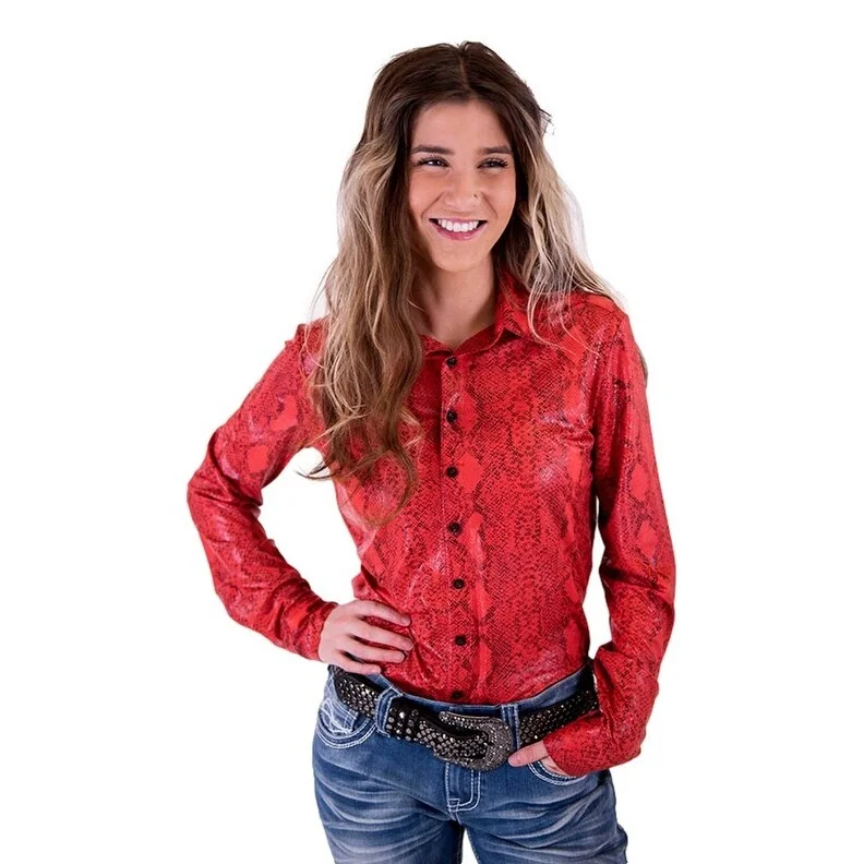 Cowgirl Tuff Western Shirt Womens Long Sleeve Snake Red 100614 Classic Women's Tweed Cowgirl Tuff Western Shirt Womens Long Sleeve Snake Red 100614 Classic Women's Tweed