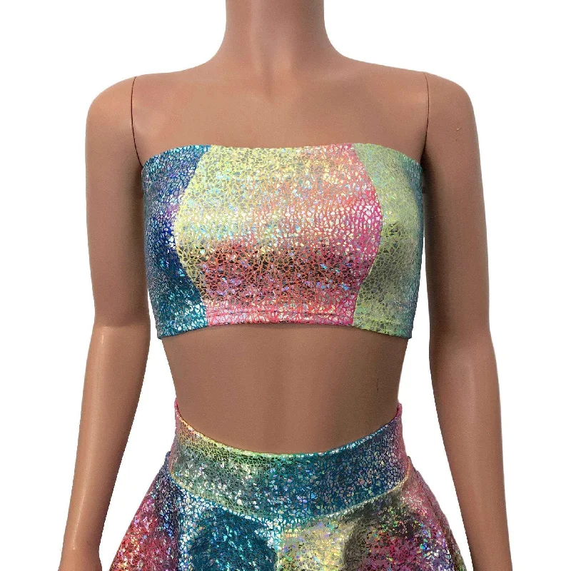 Tube Top Bandeau - Rainbow Avatar Holographic Business