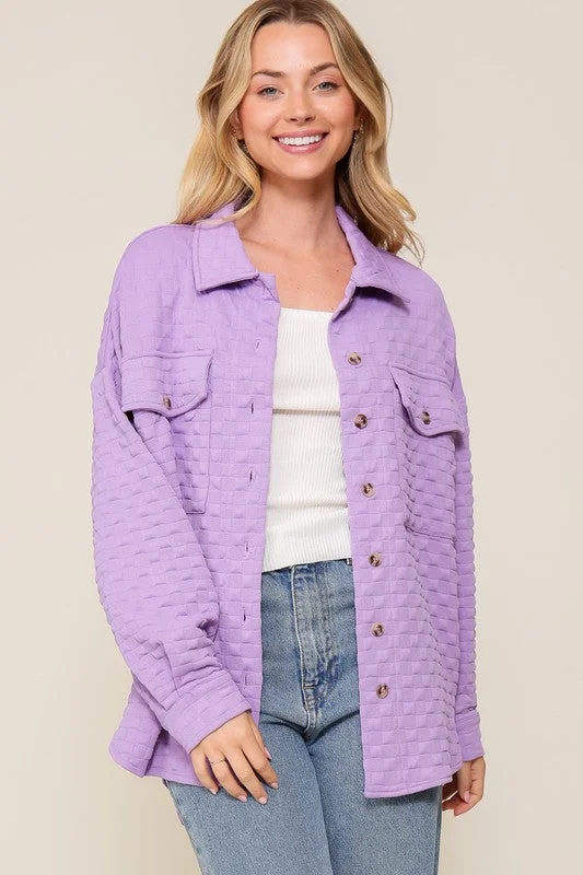 Long Sleeve Quilted Button Down Jacket Sleek Women's 