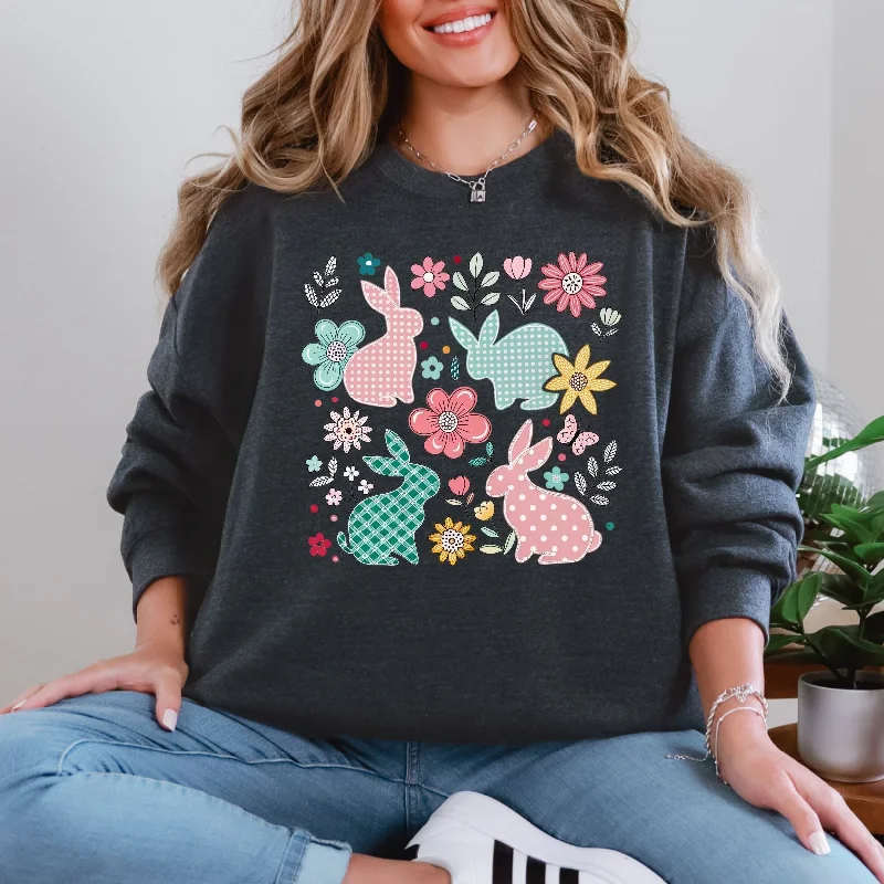 Bunnies and Flowers Graphic Sweatshirt Gym