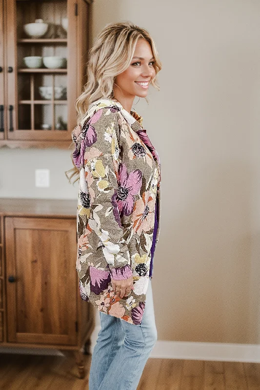 Pop Of Floral - Cardigan Traditional Women's Wool