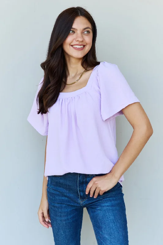 Keep Me Close Square Neck Short Sleeve Blouse Classic Women's Pin - striped