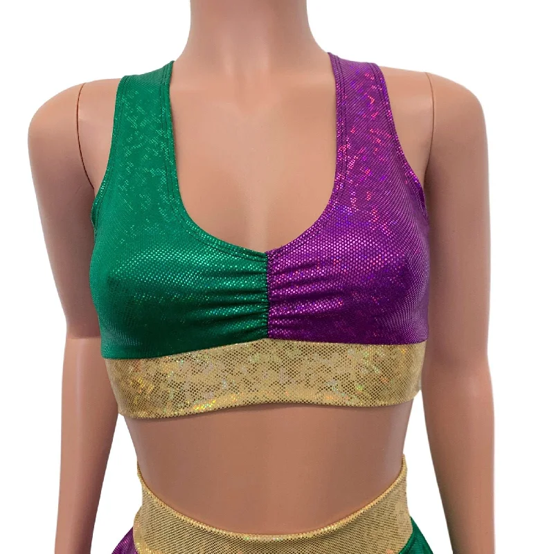 Mardi Gras Scrunch Crop Top Bralette Earthy Women's 