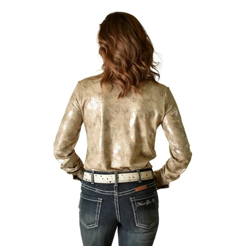 Cowgirl Tuff Western Shirt Womens L/S Button Snakeskin Tan 100672 Confident Women's High - fashion Cowgirl Tuff Western Shirt Womens L/S Button Snakeskin Tan 100672 Confident Women's High - fashion