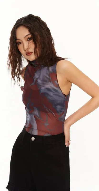 High Neck Translucent Sleeveless Top garde