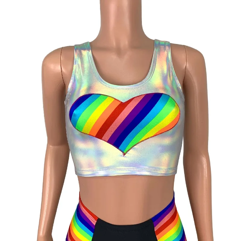 Rainbow Pride Heart Crop Top Modern Women's 