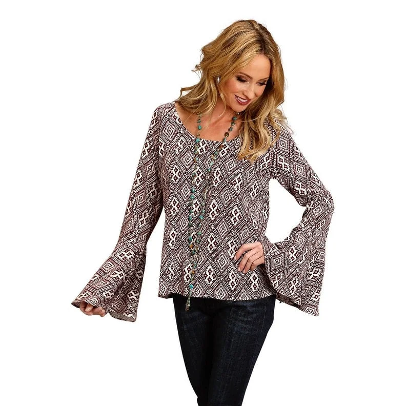 Stetson Western Shirt Women Long Sleeve Aztec Wine 11-050-0590-1030 WI Sophisticated Women's Tailored Stetson Western Shirt Women Long Sleeve Aztec Wine 11-050-0590-1030 WI Sophisticated Women's Tailored