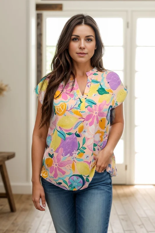 Fruity Florals Sleeveless Top Vintage Women's 1970S 