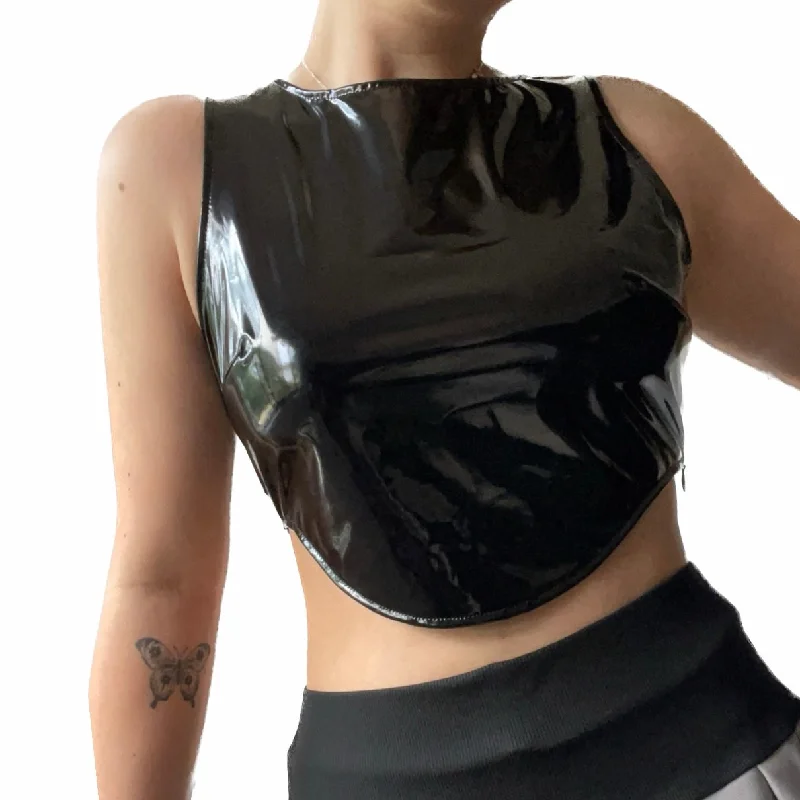 Latex Feel Tank Top Confident Women's High - fashion
