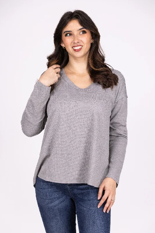 Perfect Score Women's V-Neck Thermal Long Sleeve Top * Final Sale* Youthful Women's Pop