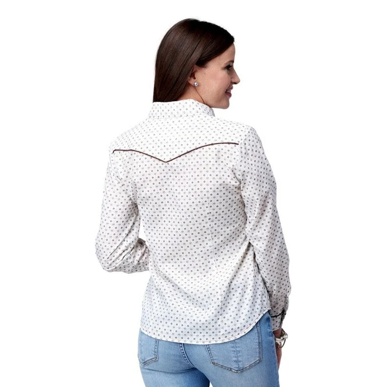 Roper Western Shirt Womens Floral Snap L/S Cream 01-050-0086-4063 WH Dapper Women's 1920S