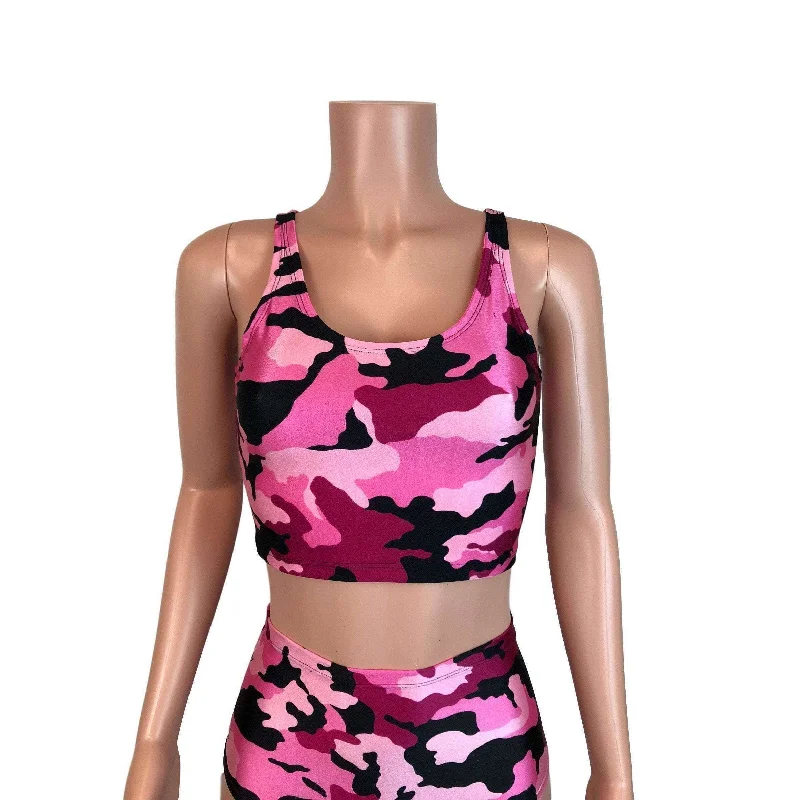 Crop Tank Top - Pink Camo Australian Beach