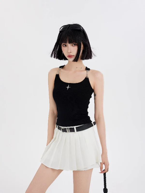 Buckle Strap Racer Back Crop Top Relaxed Women's 