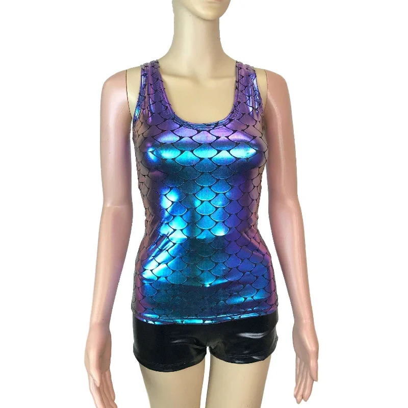Full Length Tank Top - Mermaid Holographic Athletic Women's High - 