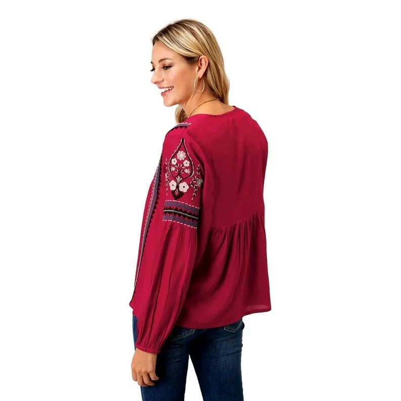 Roper Western Shirt Womens Long Sleeve Blouse Red 03-050-0565-7053 RE Streetwear Style for Roper Western Shirt Womens Long Sleeve Blouse Red 03-050-0565-7053 RE Streetwear Style for