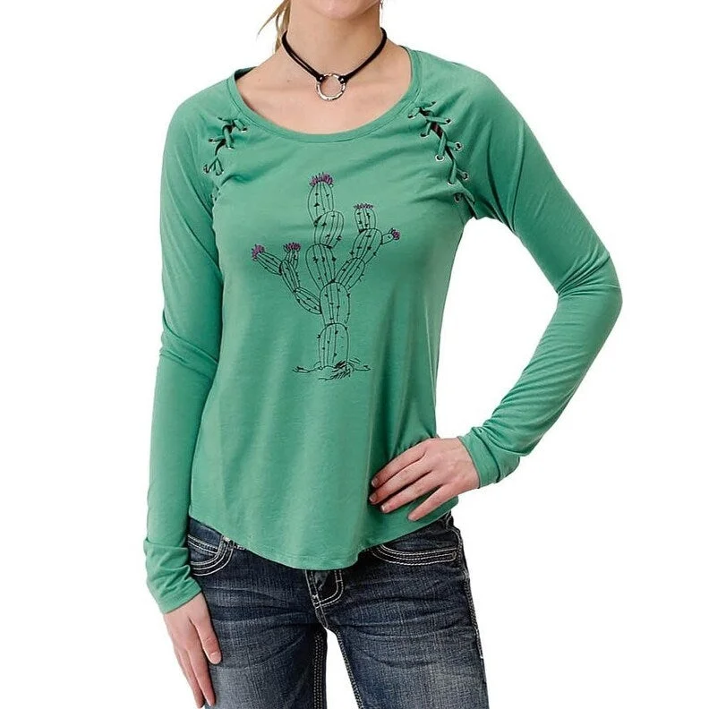 Roper Western Shirt Womens L/S Raglan Moss 03-038-0513-6092 GR European