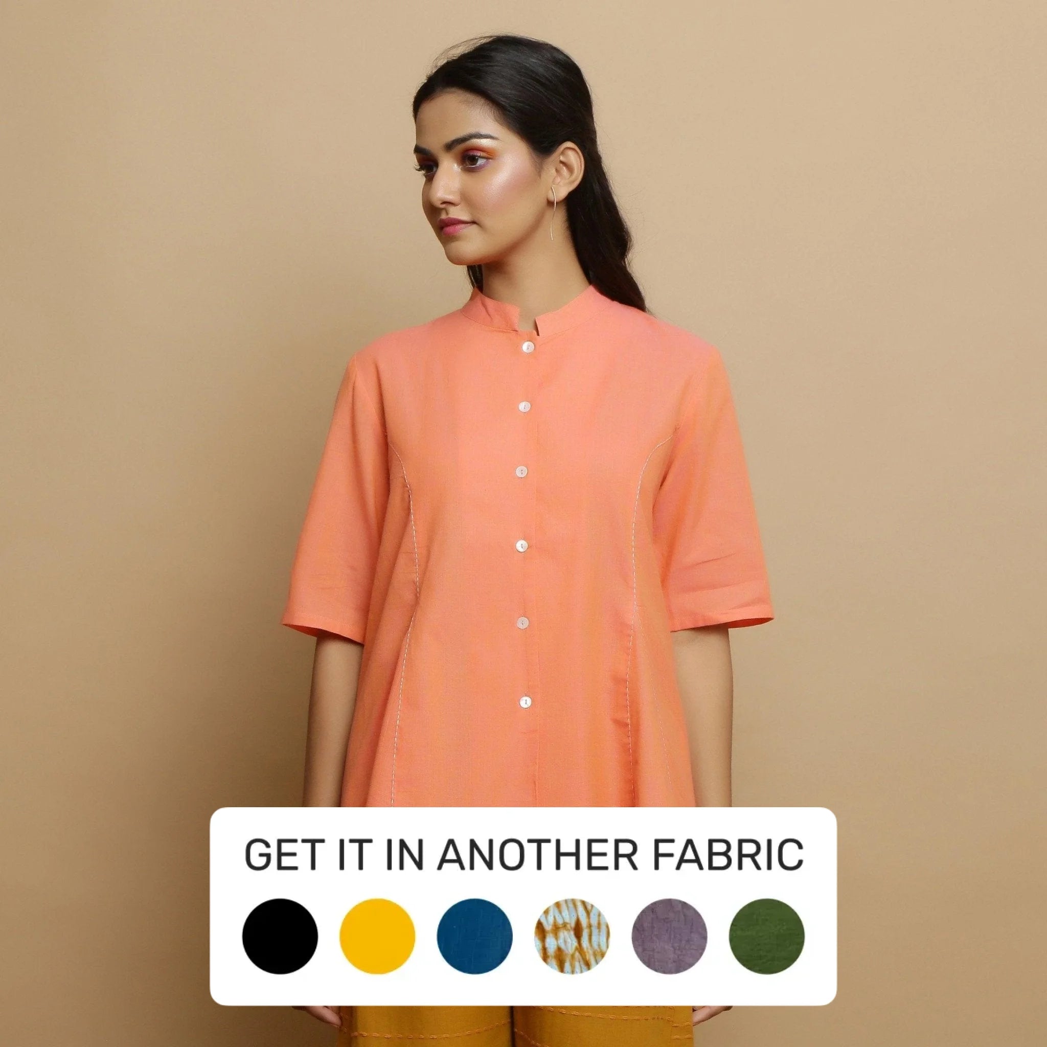 Salmon Pink Mangalgiri Cotton Godet Princess Line Outerwear Classic Women's Tweed