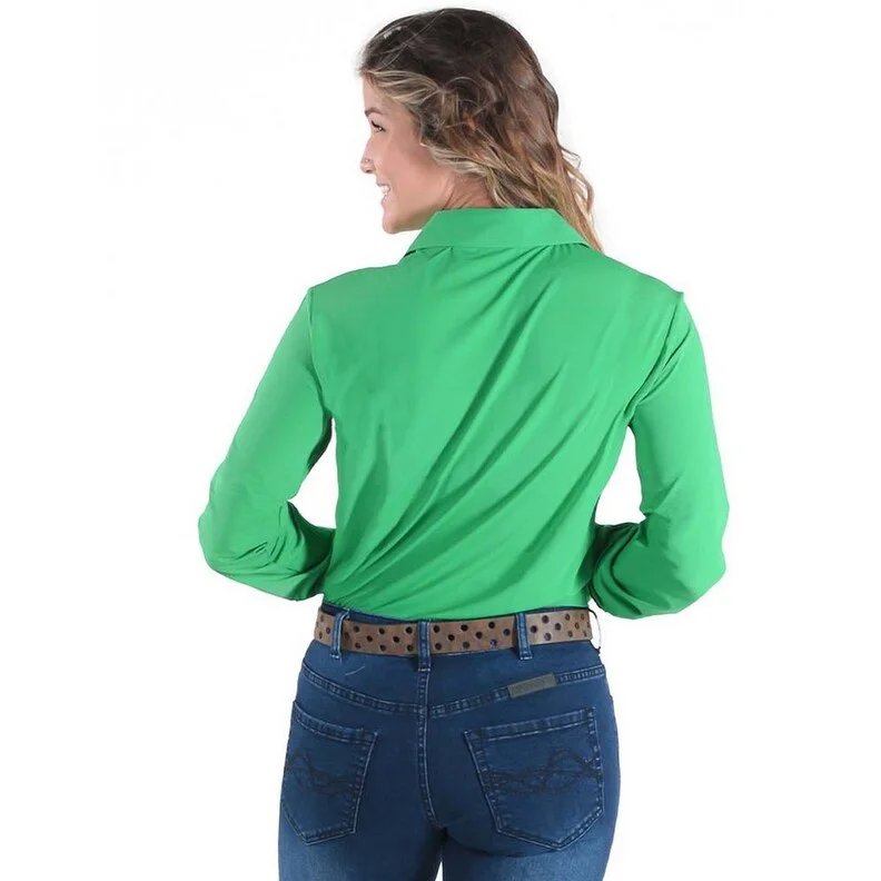 Cowgirl Tuff Western Shirt Womens Breathe L/S Button Green 100518 Modern Women's Tech Cowgirl Tuff Western Shirt Womens Breathe L/S Button Green 100518 Modern Women's Tech
