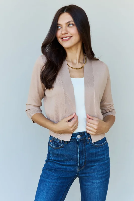 My Favorite 3/4 Sleeve Cropped Cardigan Traditional Women's Wool