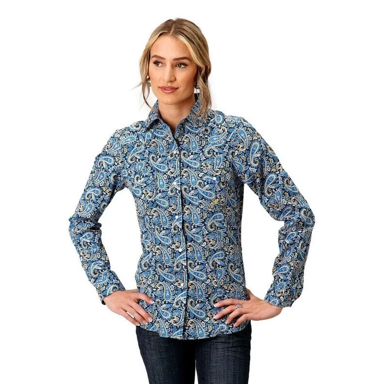 Roper Western Shirt Womens L/S Clear Skies Blue 03-050-0225-2015 BU Cashmere