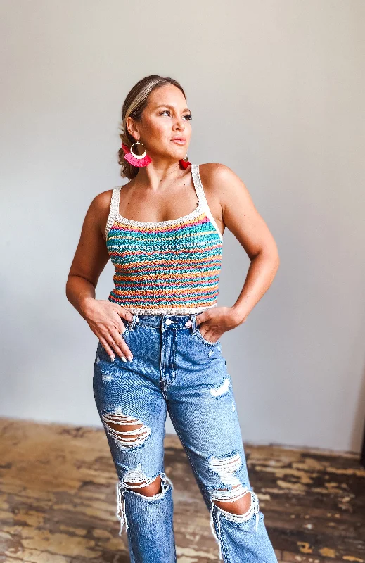Don't Stop The Music Crochet Tank Sleek Women's 
