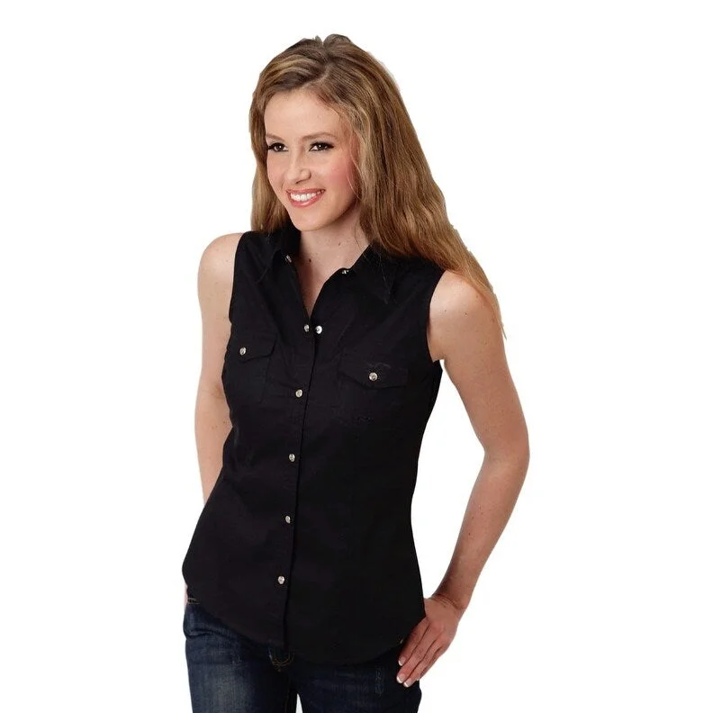 Roper Western Shirt Womens Sleeveless Snap Black 03-052-0265-0017 BL Rugged Women's Outdoor 