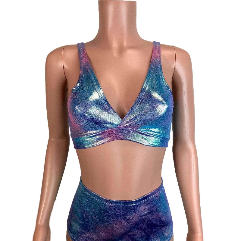 Rainbow Mystique Metallic Bralette Laid - back Women's Vibe