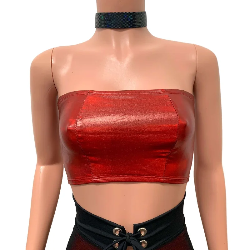 Red Holo Tube Top Bandeau Scandinavian