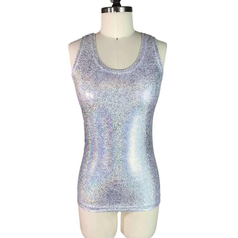 Full Length Tank Top - Silver Holographic Classic Women's Tweed