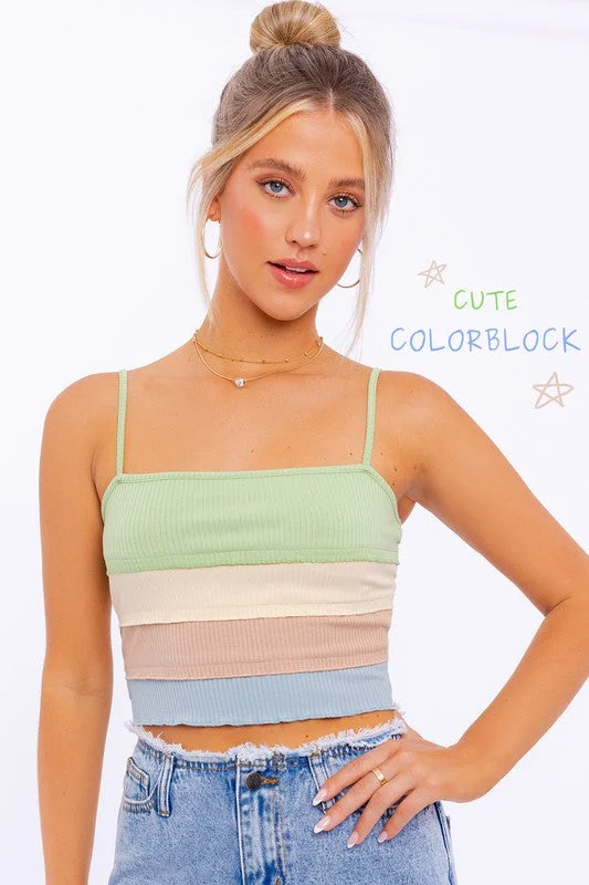 LETTUCE HEM DETAIL SPAGHETTI TOP Vacation