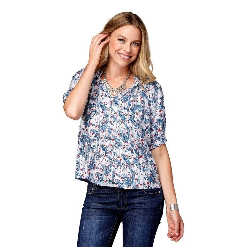 Roper Western Shirt Women S/S Ruffles Floral White 03-051-0590-5030 WH Refined Women's 