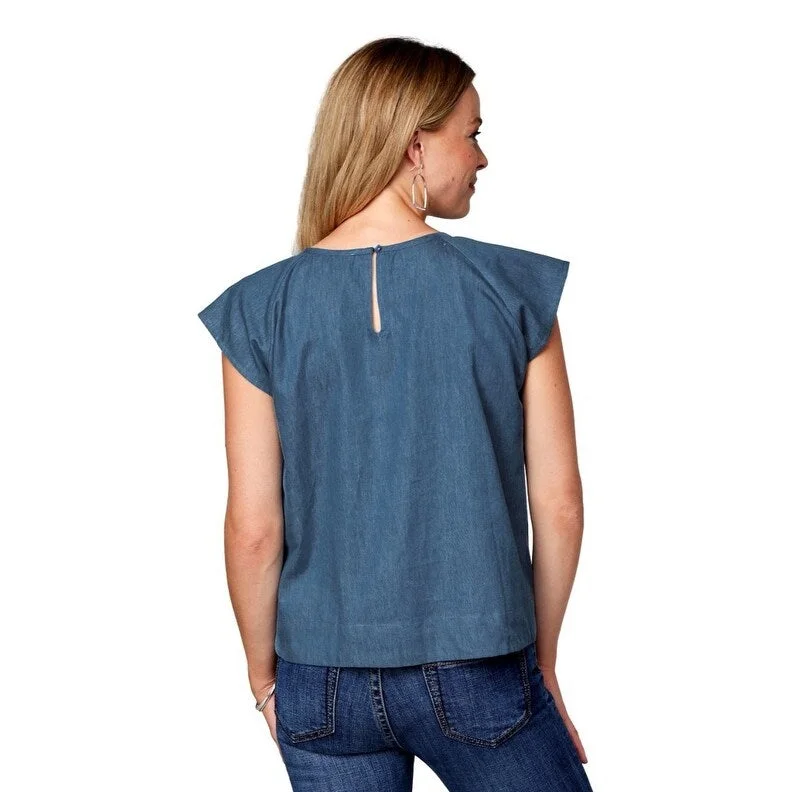 Roper Western Shirt Womens S/S Denim Peasant Blue 03-051-0565-5032 BU Elegant Women's Formal Roper Western Shirt Womens S/S Denim Peasant Blue 03-051-0565-5032 BU Elegant Women's Formal