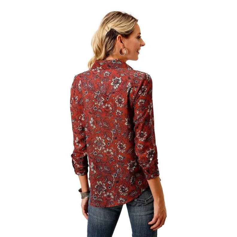 Roper Western Shirt Womens L/S Aztec Button Rust 03-050-0590-7038 RT Refined Women's Hand - crafted
