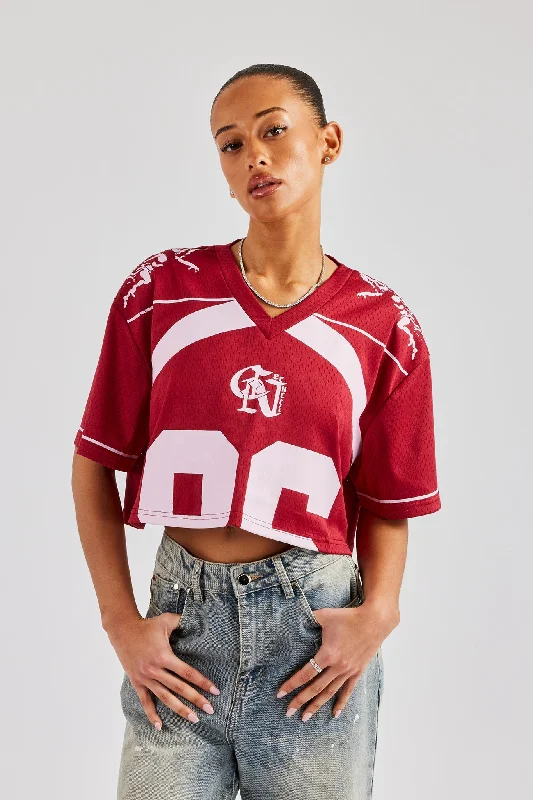 86 Cropped Mesh Top - Cherry Red Sophisticated Women's 