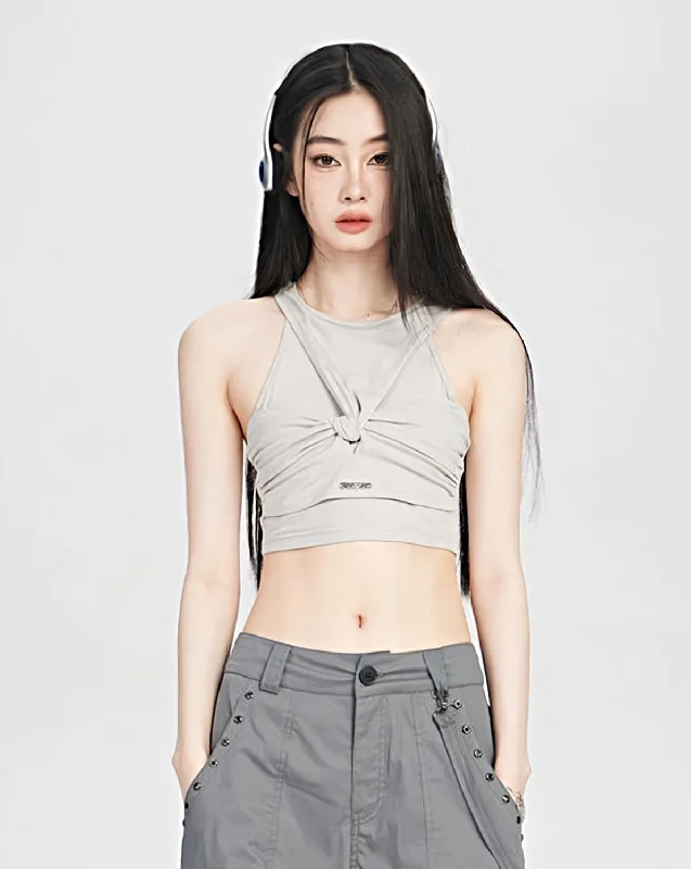 Skinny Twist Layer Detail Tank Crop Top Bohemian Women's Free