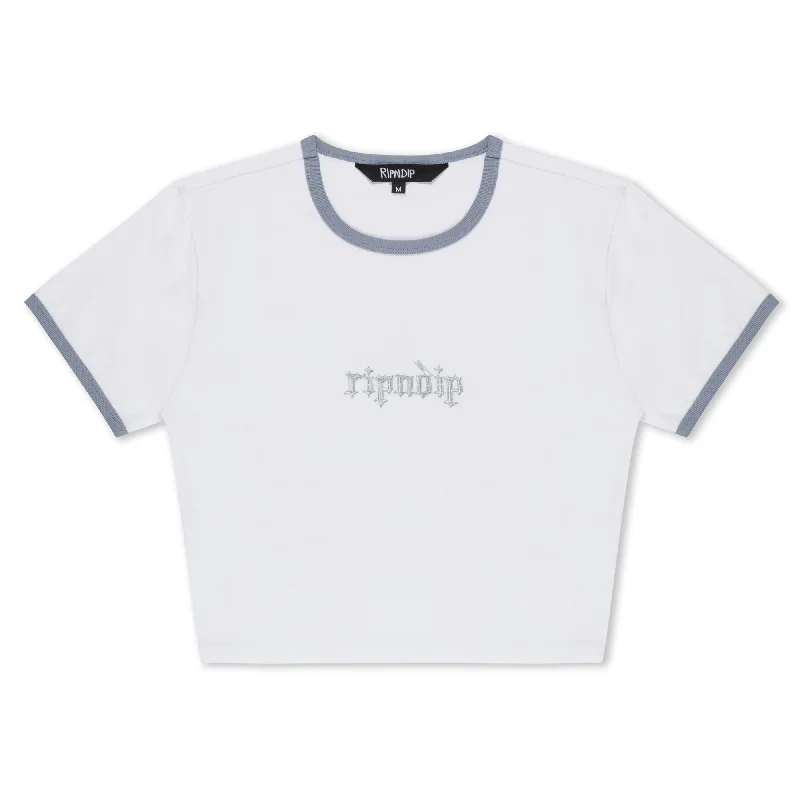 Los Feliz Cropped Ringer Tee (White/Grey) French
