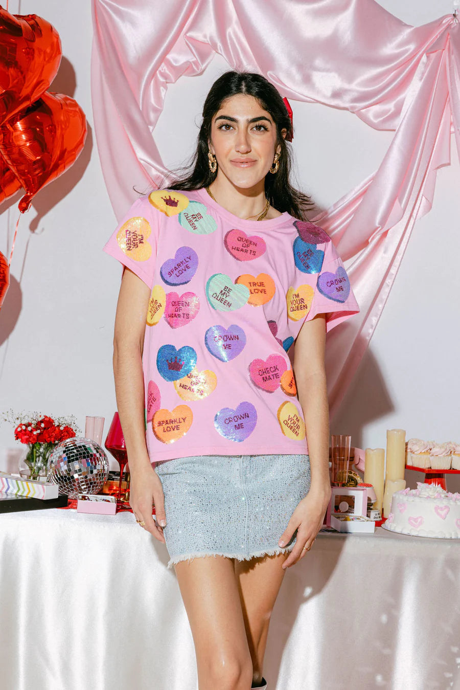 SEQUIN CANDY HEART TEE Earthy Women's 