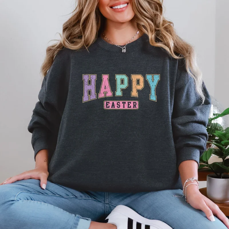Happy Easter Graphic Sweatshirt Laid - back Women's Style